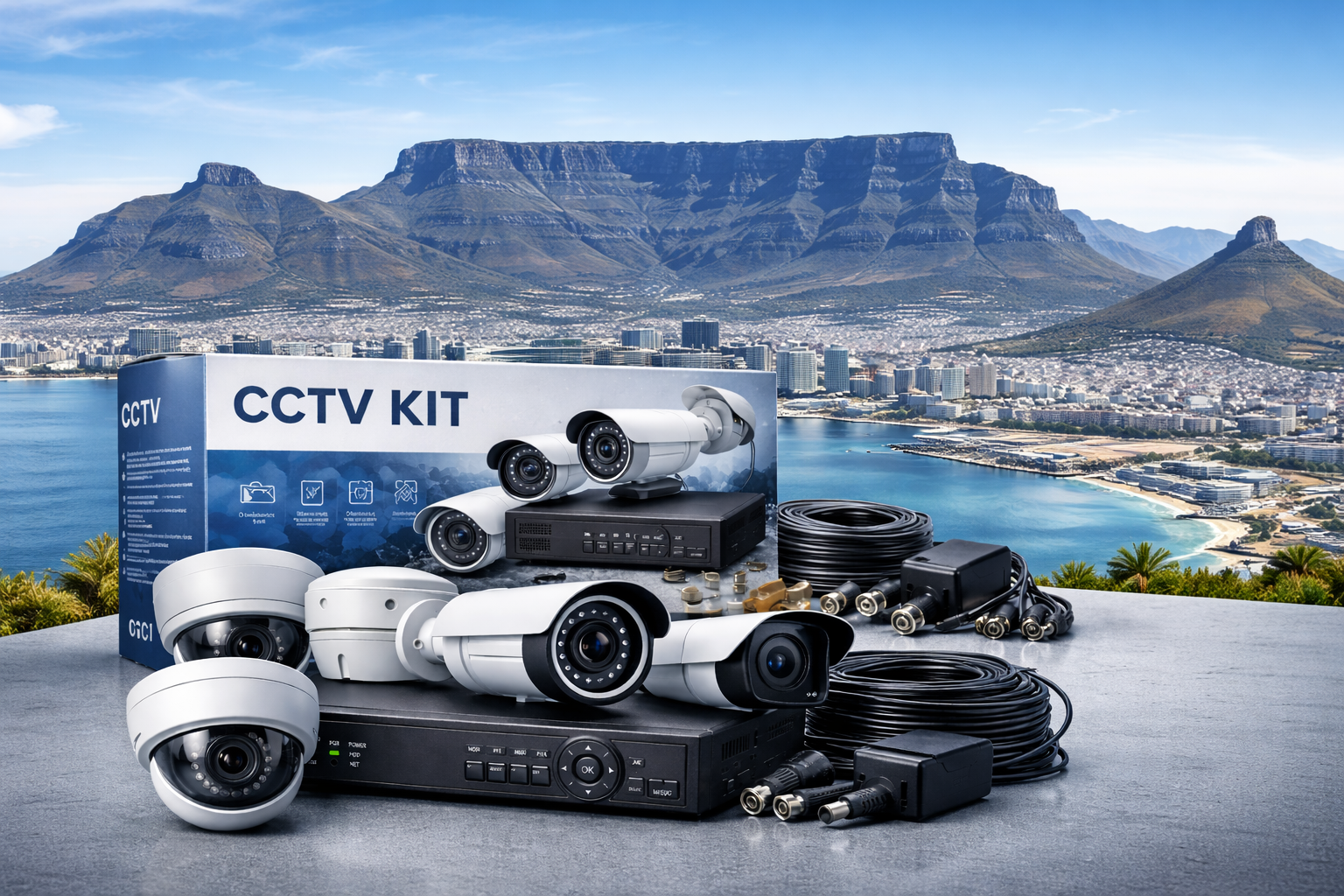 CCTV kits in Cape Town with cameras recorder and accessories for home and business security
